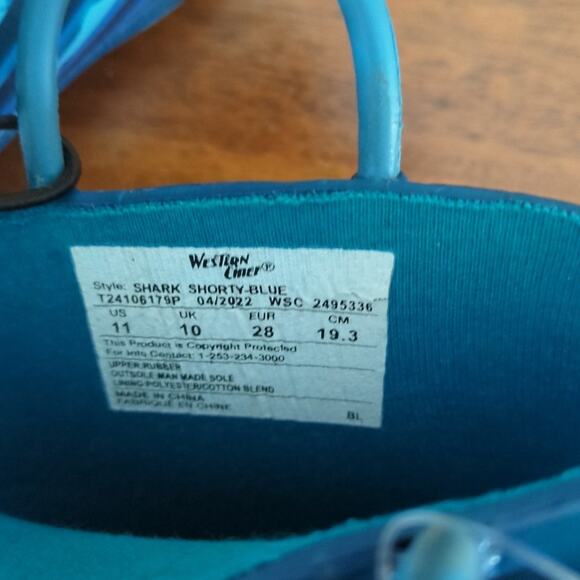 Western Chief Blue Boys Shark Shorty-blue rain boot little kids size 11 NEW W T - Picture 8 of 8